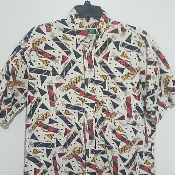 Vintage Ivy Club Club Bag Golf Shirt Mens Medium Short Sleeve Button Down P17 - Picture 3 of 5